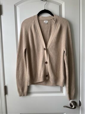 J. Crew Ribbed V-Neck Button Cardigan - Tan